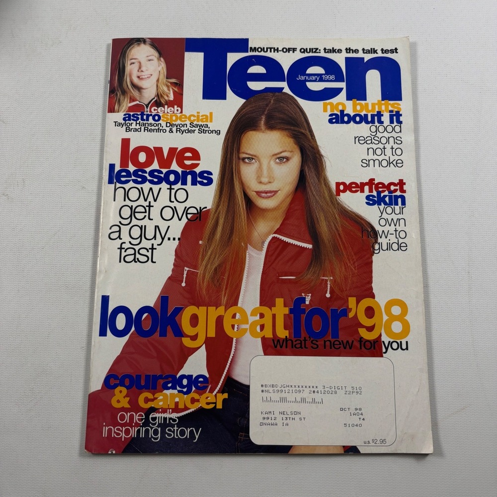 Vintage Teen Magazine January 1998 Taylor Hanson Devon Sawa Ryder Strong Cover